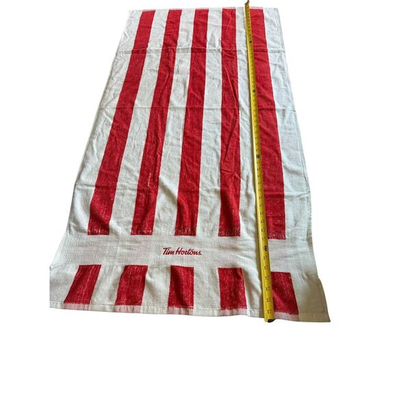 Tim Hortons Large Beach Pool Bath Towel With Inflatable Drink Holder Donut READ - Picture 5 of 8